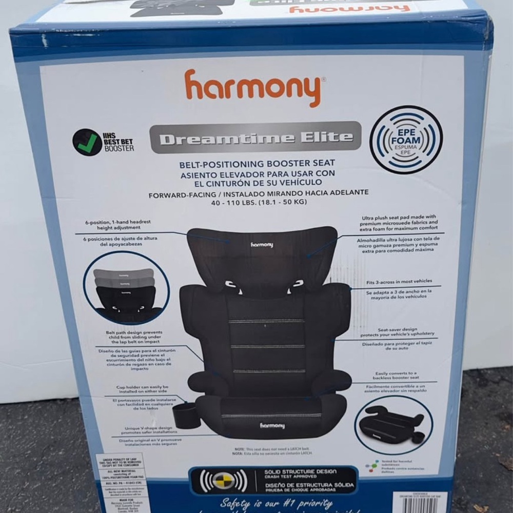 Harmony Dreamtime Elite Booster Seat with latch in black